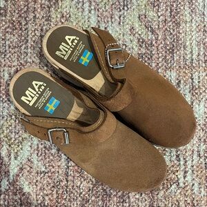 MIA Brown Suede Clogs